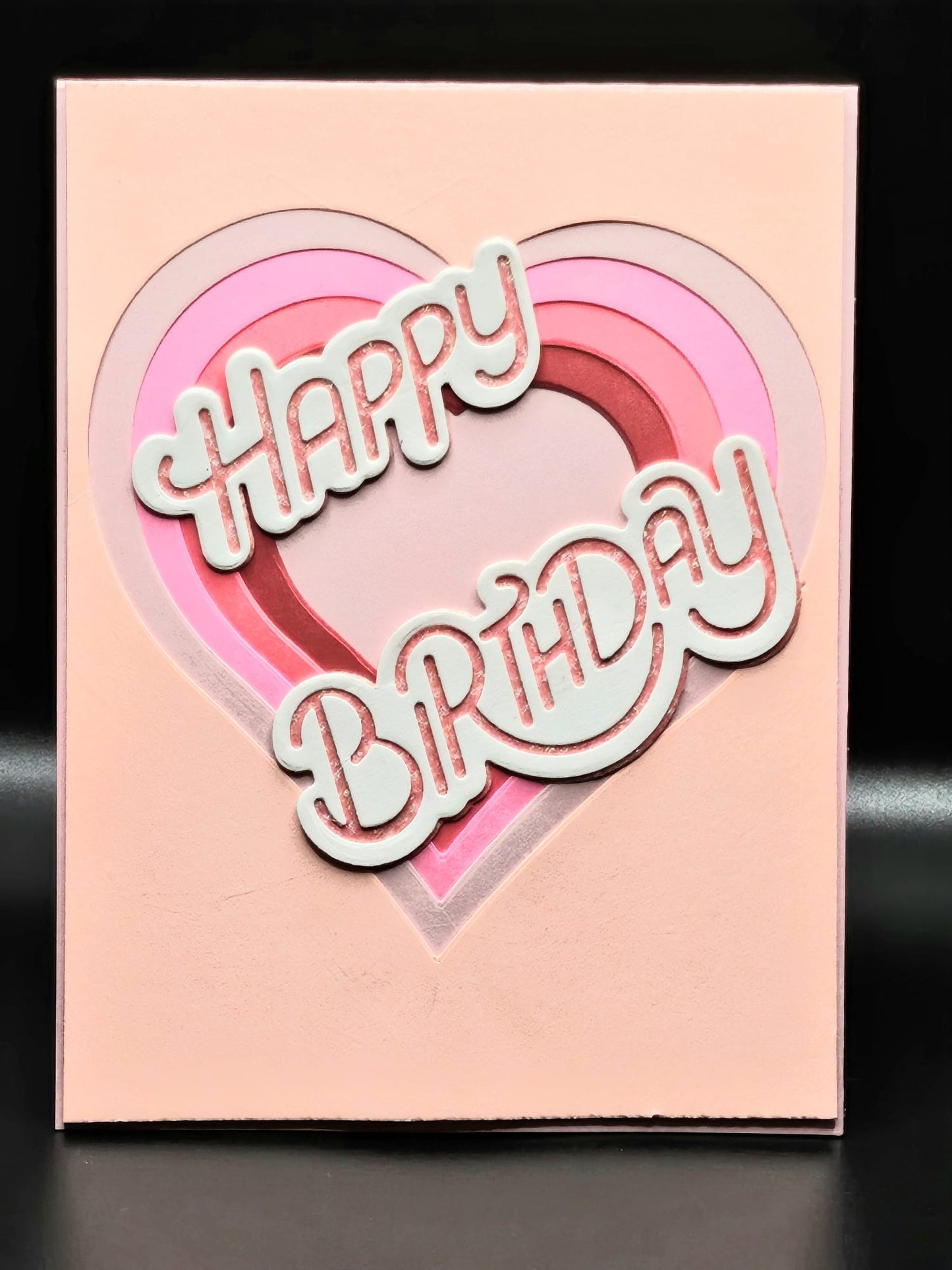 Handmade Pink Heart Birthday Card