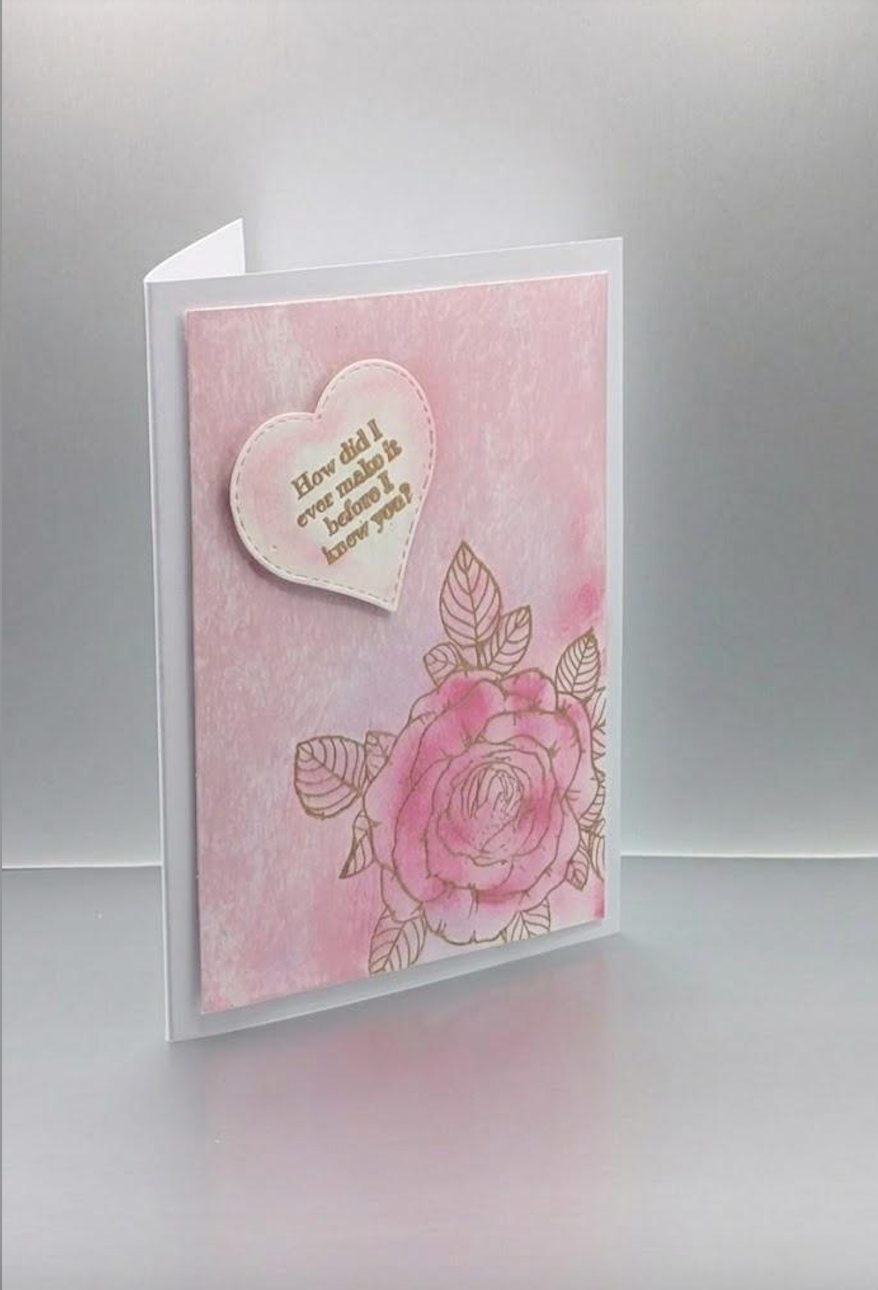 Handmade Vintage Blush Rose Valentine's Day Card