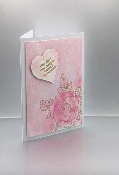 Handmade Vintage Blush Rose Valentine's Day Card