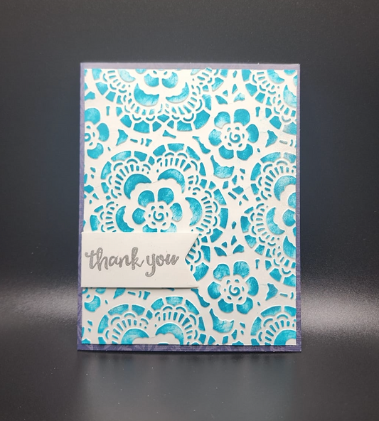 Handmade Thank you Floral Card - Teal