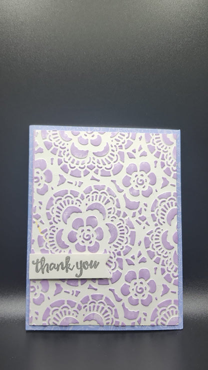 Handmade Thank you Floral Card - Lavender