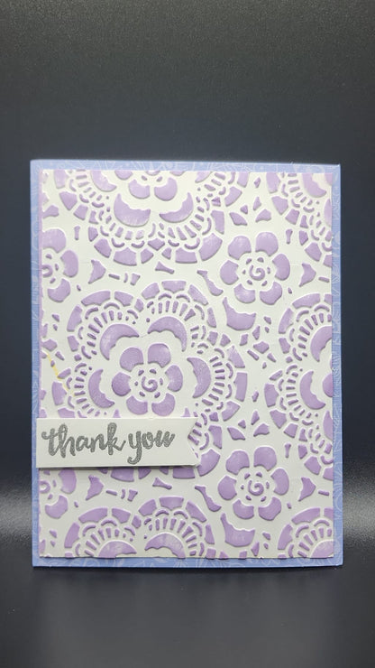 Handmade Thank you Floral Card - Lavender