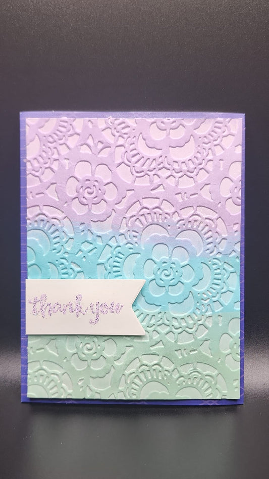 Handmade Thank you Ombre Floral Card - Winter Wonderland