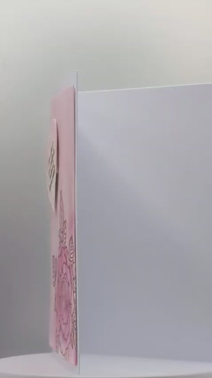 Handmade Vintage Blush Rose Valentine's Day Card